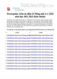 Powerpoint, Giáo án điện tử Tiếng anh 3 cv 2345 năm học 2021 2022 (bản chuẩn)
