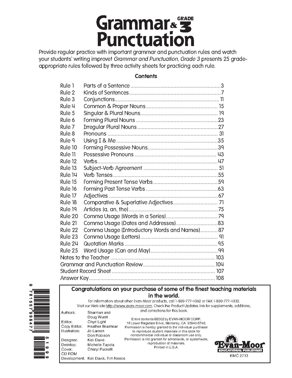 Tải sách Grammar and Punctuation, Grade 3