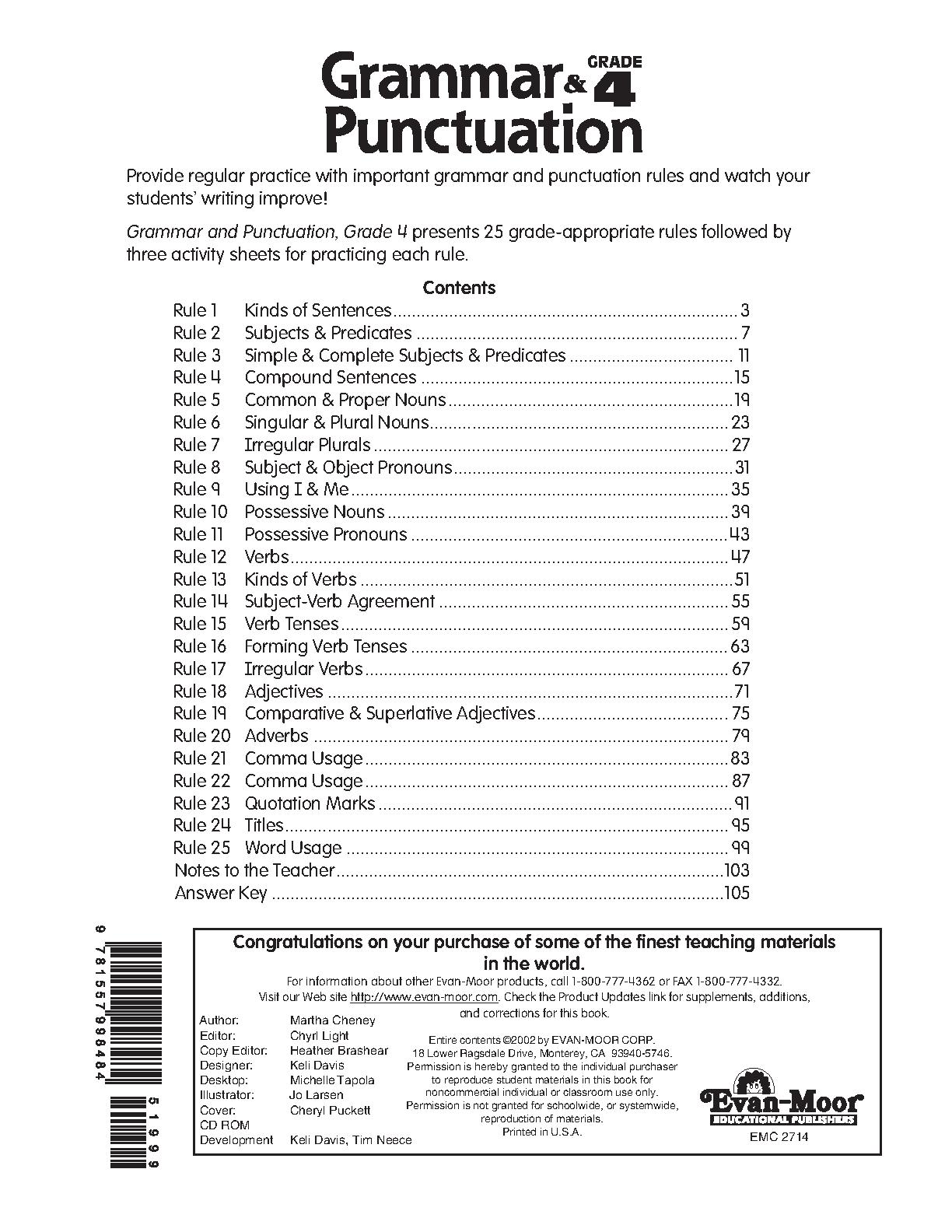 Tải sách Grammar and Punctuation, Grade 4