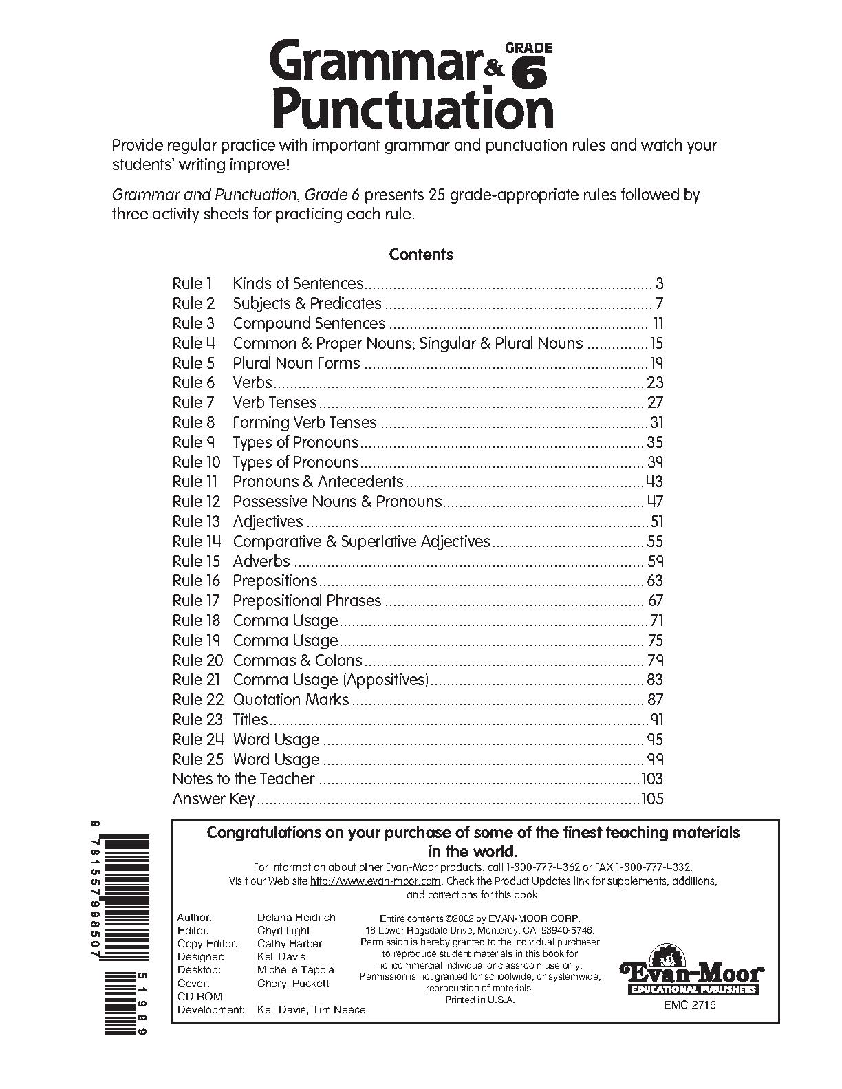 Tải sách Grammar and Punctuation, Grade 6