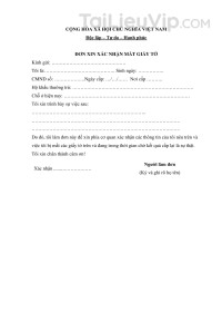Đơn xác nhận mất giấy tờ mới nhất