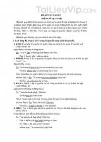 LÝ THUYẾT VỀ RELATIVE CLAUSES (MỆNH ĐỀ QUAN HỆ)