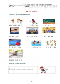 Ngữ Pháp và Bài Tập Tiếng Anh 3 Unit 10 (Chương trình mới)