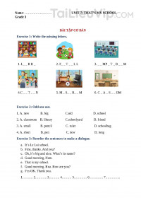 Ngữ Pháp và Bài Tập Tiếng Anh 3 Unit 7 (Chương trình mới)